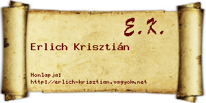 Erlich Krisztián névjegykártya